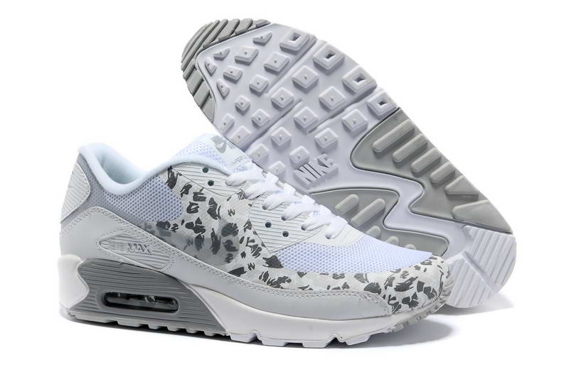 Air Max 90 Hyperfuse Chaussures Des Femmes De Fourrure Cartes Gris Blanc